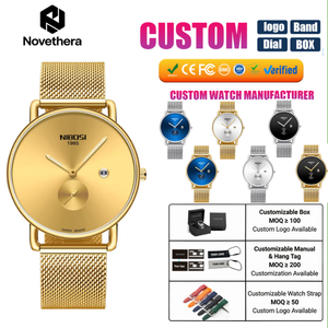 <span class=keywords><strong>Reloj</strong></span> de Cuarzo para <span class=keywords><strong>Hombre</strong></span> NI2365, Diseño Simple y Minimalista, Correa de Malla de Acero Inoxidable de 20 mm, Fecha, Resistente al Agua 3ATM - Product Image 1