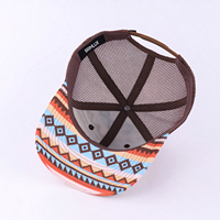 Casquette Trucker Homme OEM à Visière Courbe Style Aztèque, Imprimée, avec Patch Cowboy Personnalisé, Dos en Maille, Vintage, Western, de Baseball, Sportive