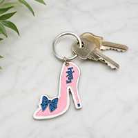 Pendentif Chaussure à Talon Haut pour Femme en Émail Rose avec Incrustation de Diamants, Accessoire Breloques Sociales JJ, Bijou Anniversaire pour Membre de Sororité Jack Jill