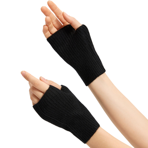 Gants en cachemire pur à 100 % pour femme, tricotés côtelés, isolation thermique, chaleur hivernale, couleur classique - Product Image 4