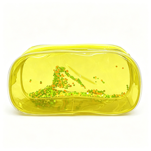 Creative Fine Flash Transparent Quicksand Pencil Case Cartoon Yellow Stationery Box Zipper Waterproof Ins Wind Cosmetic <b>Bag</b> - Product Image 2