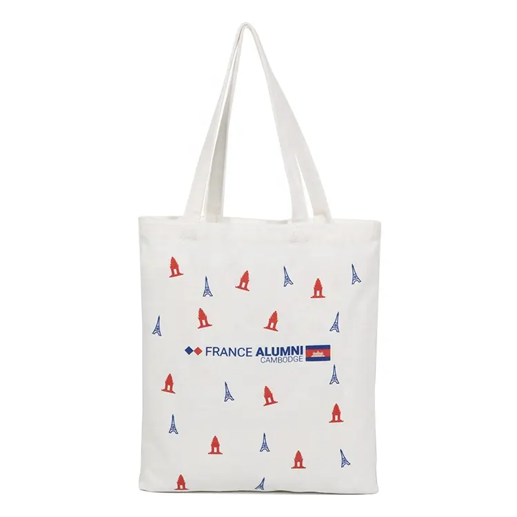 Stampa all'ingrosso di borse Tote in tela semplice borse in tessuto con Logo stampato personalizzato in cotone Tote Bag con manico Shopping