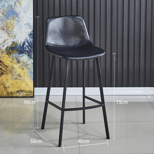 Silla de Bar nórdica moderna taburete de <span class=keywords><strong>cocina</strong></span> alto de Metal de cuero de lujo para Barra de Casa característica estable - Product Image 5