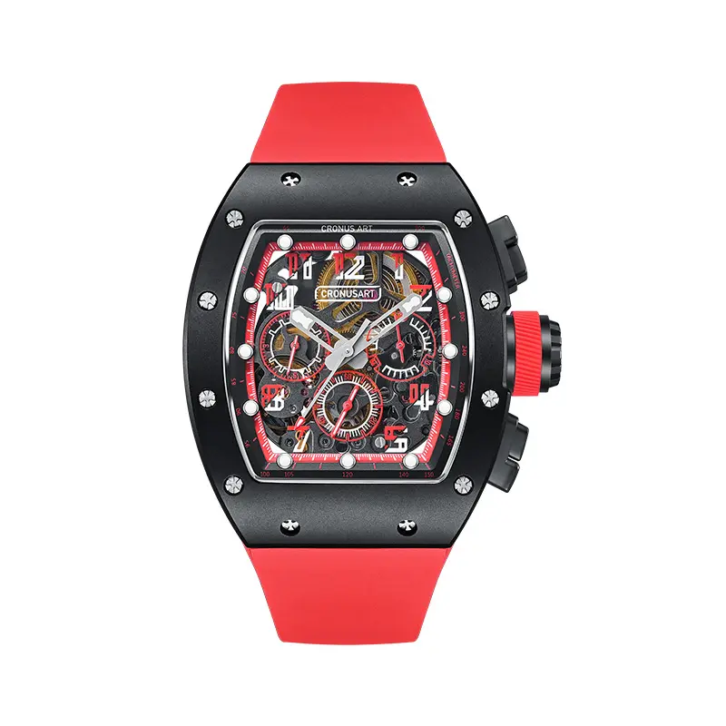 50m étanche double face verre saphir montres NTPT boîtier en carbone montre mécanique de luxe bracelet de montre en fluor pour RM