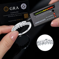 Bague de mariage demi-éternité en argent 925 avec moissanite blanche taille brillant originale, testée au diamant, pour femme, bijoux fins