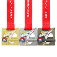 Médaille de Taekwondo en alliage de zinc, personnalisable, émail creux, 3 couleurs, forme rectangulaire – Promotion