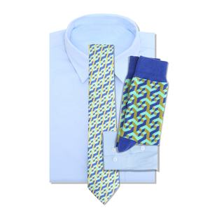 Ensemble de <span class=keywords><strong>chaussettes</strong></span> habillées <span class=keywords><strong>pour</strong></span> hommes en coton vert et cravate en soie de la marque V&J Custom - Product Image 1