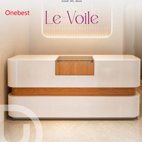 Comptoir de réception, comptoir de caisse, mobilier pour bijouterie, table frontale en pierre artificielle sur mesure, étagères
