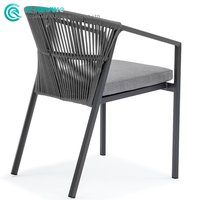 Chaise de salle à manger en aluminium pour jardin, vente en gros, chaise de patio en corde tressée, chaise simple pour extérieur, maison, hôtel, restaurant