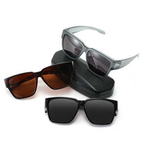 New Arrival Square UV400 TR90 Flip-Up Cover Sun <strong>Glasses</strong> Men Customize Logo Large Lens Oversized Fit Over Sunglasses Polarized