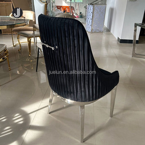 Modern Luxury Dining Room Sets 6 <strong>Chairs</strong> Customized Button Tufted Velvet Lion <strong>Knocker</strong> <strong>Back</strong> Stainless Steel Legs Home Furniture - Product Image 4