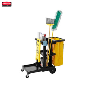 <span class=keywords><strong>Rubbermaid</strong></span> FG617388BLA <span class=keywords><strong>Chariot</strong></span> de nettoyage traditionnel avec sac en vinyle jaune à fermeture éclair pour ramasser les déchets et transporter les outils - Product Image 1