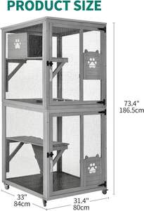 Catio في الهواء الطلق حاوية خشبية كبيرة مع تشغيل على عجلات ، كاتيو القط في الهواء الطلق/في الأماكن المغلقة 64 "للقطط متعددة - Product Image 5