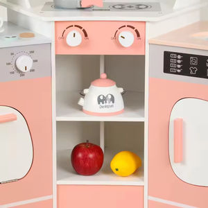 EDULAND CPC CE OEM ODM Ensemble de cuisine en bois pour filles - <span class=keywords><strong>Jouet</strong></span> de maisonnette DIY rose en MDF <span class=keywords><strong>grande</strong></span> <span class=keywords><strong>taille</strong></span> - Ensemble de cuisine d'imitation - Product Image 5