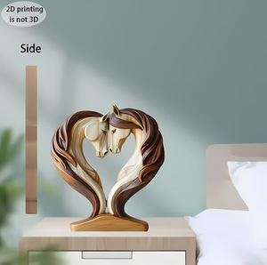 Nuevo Modelo Transfronterizo: Caballo Blanco Abrazando una Cabeza de Caballo en Forma de Corazón, Adorno de Resina Pintado para Escritorio, Decoración de Boda - Product Image 3