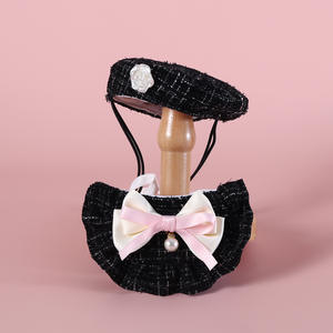 ปลอกคอสุนัขผ้าฝ้ายลูกไม้สปริงสุดหรูพร้อมโบว์และผ้าพันคอพิมพ์ลายมุกแบบเป็นมิตรต่อสิ่งแวดล้อม & ผ้าพันคอแบบหมวกเบเร่ต์สำหรับพักผ่อน - Product Image 5