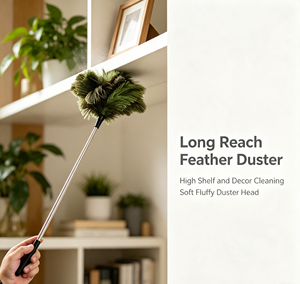 Nouvelle plumeau rétractable en plumes d'autruche avec manche télescopique et fonction de nettoyage électrostatique, idéale pour les abat-jour - Product Image 4