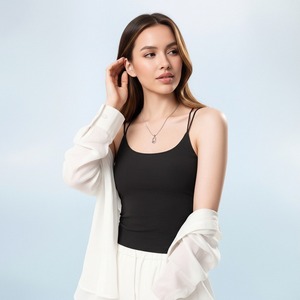 Débardeur décontracté sans dos pour <span class=keywords><strong>femme</strong></span> avec bonnets intégrés, débardeur court à fines bretelles sexy style Y2K pour l'entraînement - Product Image 2