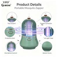 Lampe anti-insectes rechargeable USB GECKO YPD, mini piège à insectes portable, forme de cage à oiseaux pour chambre à coucher, salon