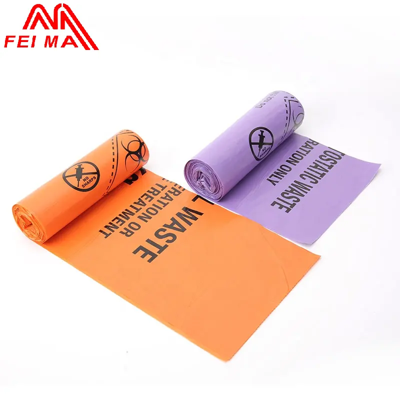 OEM Eco Friendly Large Plastic Biohazard Bags Medical Waste Star Seal Bottom on Roll Garbage Bags for Hospital