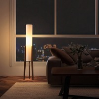 Lampe de sol moderne en bois de style nordique avec abat-jour en tissu, lumière LED à intensité variable, 3 couleurs réglables pour salon, chambre à coucher