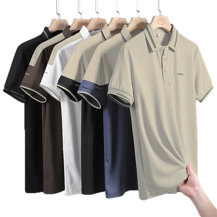 Atacado casual dos homens camisas polo plus size de manga curta respirável camisas esportivas alta qualidade poliéster algodão camisas polo