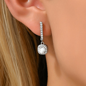 Drop <b>Earrings</b> With Zircon And Diamond Accents For Women Party Jewelry Stainless Steel Ear <b>Post</b> Bezel Setting EH4585 - Product Image 2