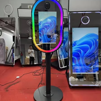 Machine de cabine photo miroir ovale Selfie avec écran tactile LCD de 21.5 pouces Mini PC intégré Photomaton miroir magique ovale