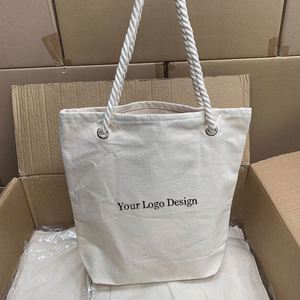 High Quality Eco Friendly <b>Recycled</b> Cotton Tote <b>Bag</b> Reusable Grocery Shopping <b>Bag</b> with Rope Handle - Product Image 5