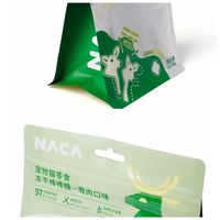 Sachet d'emballage imprimé pour friandises pour animaux de compagnie, pochette en plastique laminé refermable à fond plat avec trou Euro et fenêtre transparente