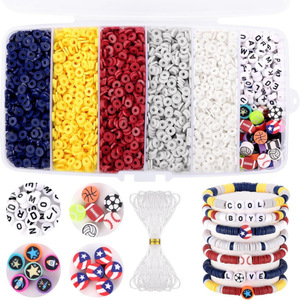 Polymer Clay Beads Set 6mm Scattered Beads For <b>Bracelets</b> Necklaces Kids Craft Jewelry Making Toys 7-12y - Product Image 1