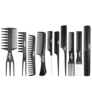 Ensemble de 10 peignes à cheveux professionnels pour <span class=keywords><strong>la</strong></span> coiffure, vente en gros, salon de beauté, logo personnalisé, manche en plastique, peigne à cheveux plat bouclé pour <span class=keywords><strong>la</strong></span> maison - Product Image 1