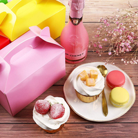 Petit MOQ, Prêt à Expédier : 24 Paquets de Boîtes Cadeaux en Papier à Poignée pour Fêtes, Motif Arc-en-ciel, pour Bonbons et Gâteaux