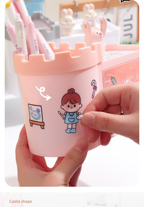 Nouvel Organisateur de Bureau Carré en Plastique Style Ins, Motif Fille Cartoon Mignon, Rangement Anti-Poussière pour Crayons - Product Image 6