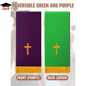 Ensemble de Paraments Réversibles Violet et Vert 3 Pièces Chemin de Table pour Prêtre Tapis d'Autel Catholique Ensembles de Communion pour Églises - Product Image 3