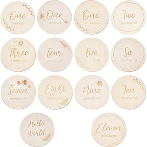Tarjetas conmemorativas de crecimiento para bebés de madera, álbumes conmemorativos mensuales, accesorios para fotos de recién nacidos y de la celebración del primer mes. - Product Image 5