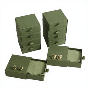 Caja de Almacenamiento Portátil con Logotipo Personalizado, Caja de Anillos de Cartón Suave, Embalaje de Accesorios de Joyería, Grabado en Relieve, Reciclable, Lámina 4C - Product Image 2