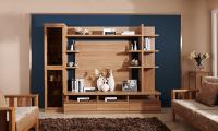 Meuble TV moderne en chêne massif sur mesure haut de gamme, écologique, pour salon, avec rangements ajustables et design flottant