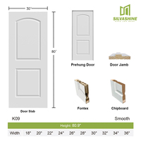 Apprêt blanc moderne porte intérieure Morden Design pour les maisons noyau creux MDF fini décoration Surface
