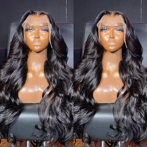 Vücut dalga şeffaf 13x4 13x6 dantel ön işlenmemiş insan saçı peruk, brezilyalı 15A vücut dalga dantel Frontal peruk siyah kadınlar için - Product Image 1