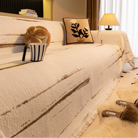 Couverture de canapé moderne trois places, épaisse, pour sieste climatisée, avec pompons, en polyester/coton, durable pour la maison et l'hôtellerie