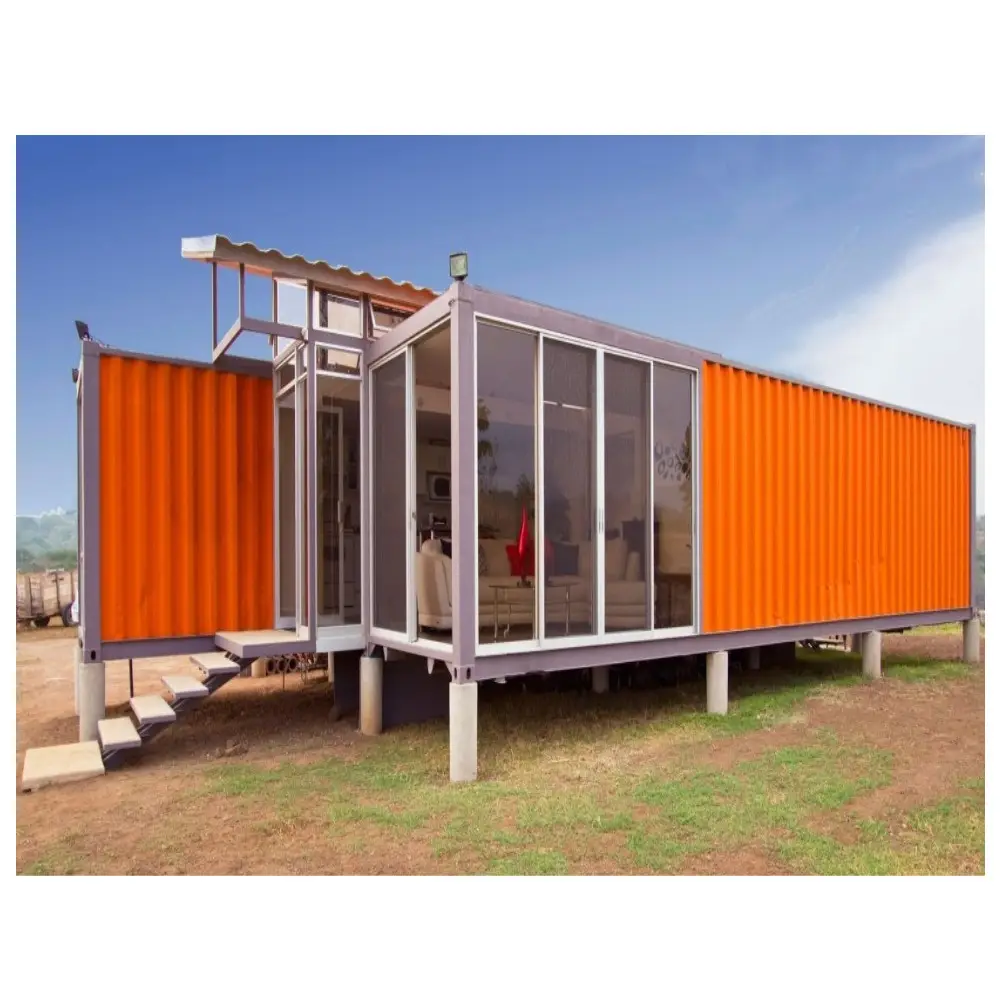 Estándar australiano 3 dormitorios/2 baños 80m2 contenedor de envío prefabricado de acero de vidrio grande villa de lujo casa pequeña prefabricada