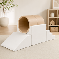 Équipement de jeu souple pour tout-petits, tunnel d'escalade et toboggan, ensemble intérieur/beau temps, couleur beige neutre, pour location de fêtes en extérieur, café pour enfants et aire de jeux
