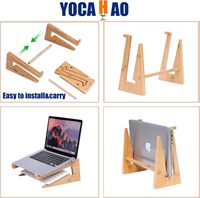 Support vertical en bois pour ordinateur portable de 13 à 18,6 pouces, support en bambou pour bureau, artisanat en bois