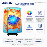 Afficheur LED pliable à trois volets, double face, sur roulettes, signalétique numérique LED, fonctionnement 24h/24 et 7j/7 pour centre commercial et exposition