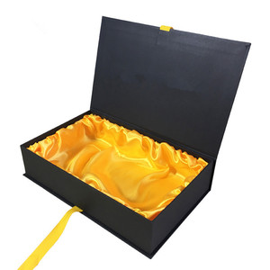 Caja de embalaje de regalo de extensión de cabello negro plegable de cinta ecológica personalizada de lujo con cinta de color do - Product Image 3