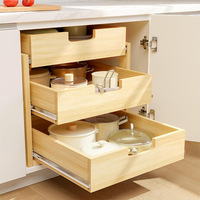 Tiroirs coulissants en bois à 3 niveaux pour l'organisation des armoires de base, de la cuisine, du garde-manger et de la salle de bain