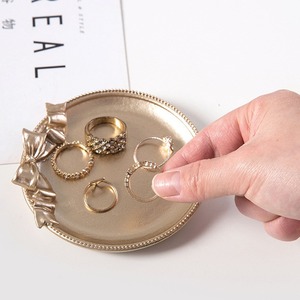 European Style Jewelry Tray 9.5x9.5 Cm <b>Gold</b> Bow Design For Necklace Ring Storage <b>Bedroom</b> Decorative <b>Accessory</b> Organizer - Product Image 4