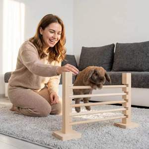<span class=keywords><strong>Jouet</strong></span> d'entraînement et de saut pour lapins en bois de pin détachable, avec fourrure de <span class=keywords><strong>lapin</strong></span>, pour l'entraînement des souris et comme mangeoire pour lapins, pour le commerce transfrontalier - Product Image 2