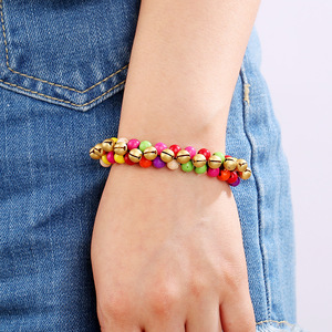 2024 Bohemian Turquoise Copper Bell Bracelet Hand-Woven <strong>Thailand</strong> Wedding Party Jewelry Cute <strong>Pearl</strong> Diamond ODM Gifts for Girls - Product Image 4